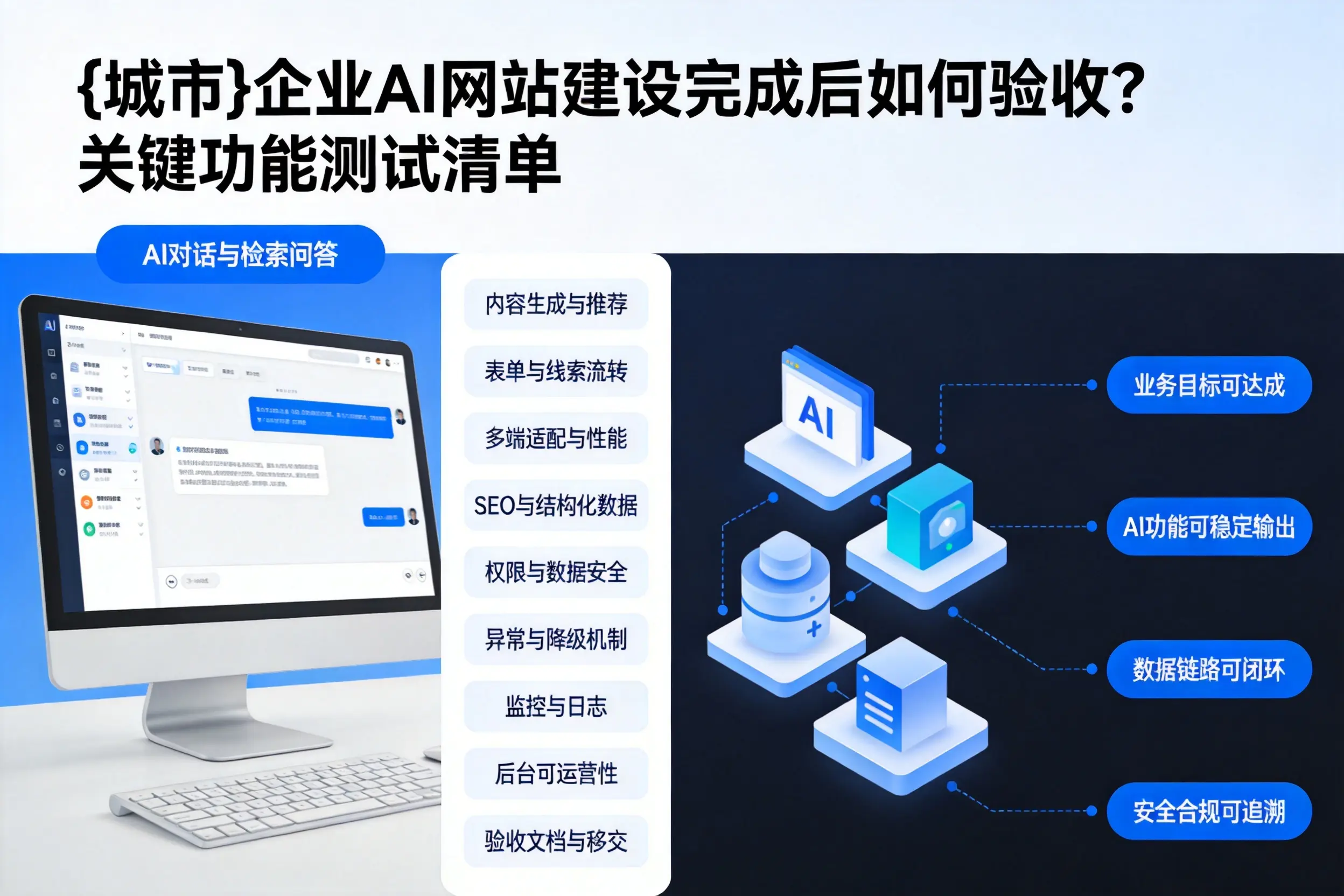 湛江企业AI网站建设完成后如何验收？关键功能测试清单