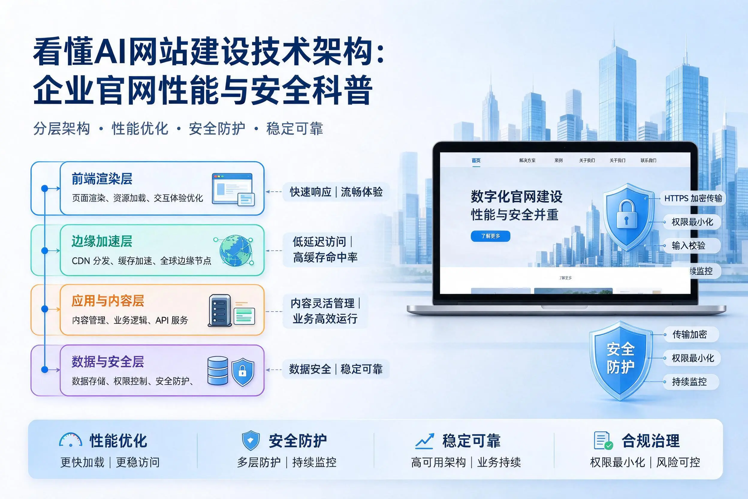 看懂AI网站建设技术架构:湛江企业官网性能与安全科普